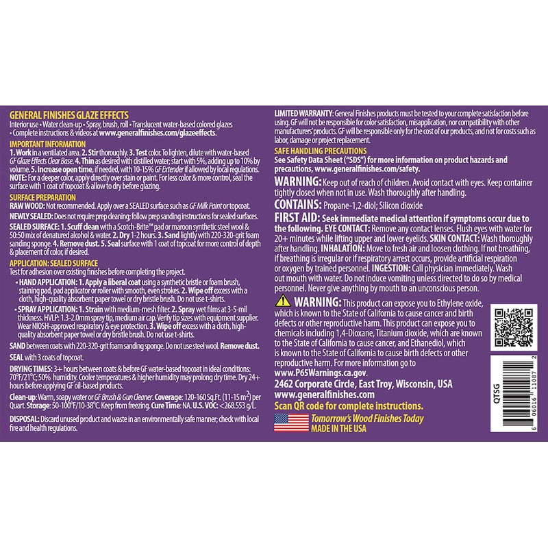 General Finishes Water Based Glaze Effects, 1 Quart, Smokey Gray