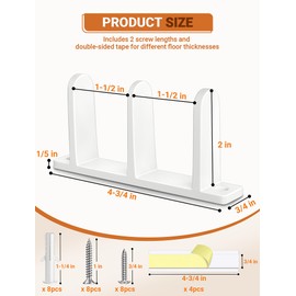 4 Pack Plastic Siding Closet Door Floor Guide, Universal Fit for 1-3/8" Width Doors, Keep Sliding Door Stable with Screws in Two Sizes, Solutions for Home Closet Door Track, White