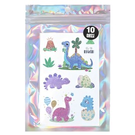 Nizel KC certified glitter children's tattoo sticker character copy, 1 piece, 06 glitter (dinosaur - 10 pieces) / 니즈엘 KC인증 글리터 어린이 타투스티커 캐릭터 판박이, 1개, 06 글리터(공룡-10장)