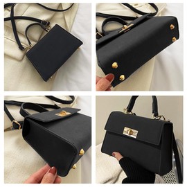 JiaDanweng Damen Crossbody Bag Schwarz Leder Schultertasche Henkeltasche Handtaschen Umhängetasche Handy Elegant Groß für Frauen - Handytasche Klein mit Schultergurt, Shopping Tasche