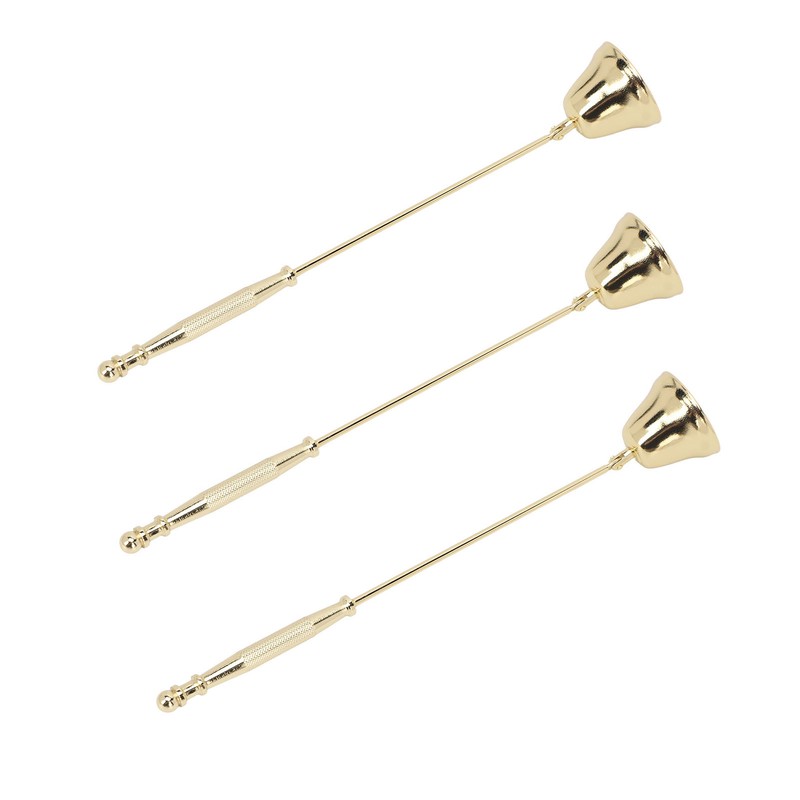 3pcs Candle Snuffer Golden Iron Plating Bell Shaped Long Handle