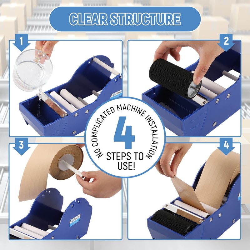 Frifreego Water-Activated Tape Dispenser, Manual Kraft Gum Tape Dispenser, Width