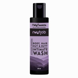 Jabón íntimo todo en uno con carbón activado Nuutwash de 6,7 onzas líquidas | Jabón íntimo para el cuerpo, el cabello, los glúteos y las nueces