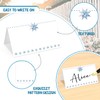 25 Pcs Christmas Place Cards, Blue Snowflake Blank Tent Name