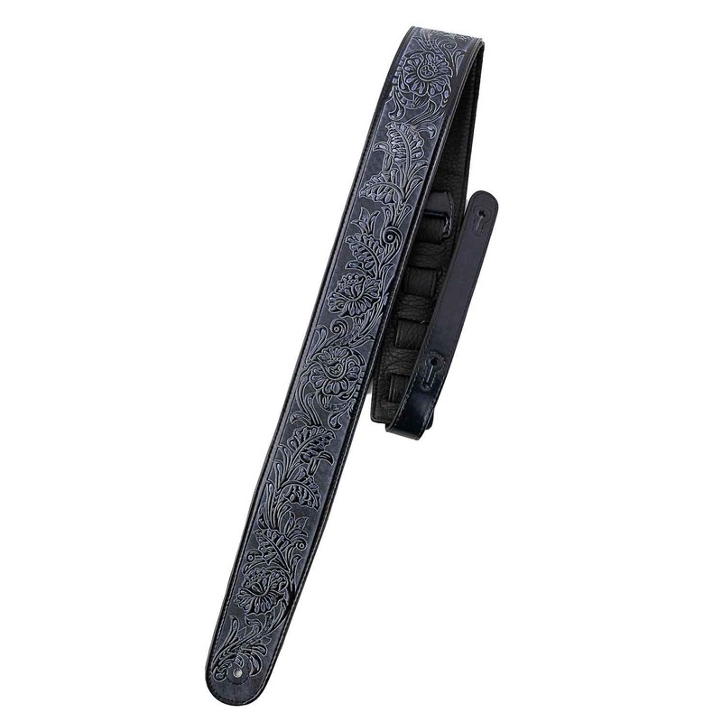 Walker & Williams DLX-282 Black Leather Padded Guitar Strap with