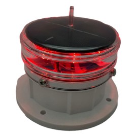 Solar Dock Warning Light 360 Degree - Super Bright Waterproof LED Light for Marine Applications - Constant On or Flashing (RED)