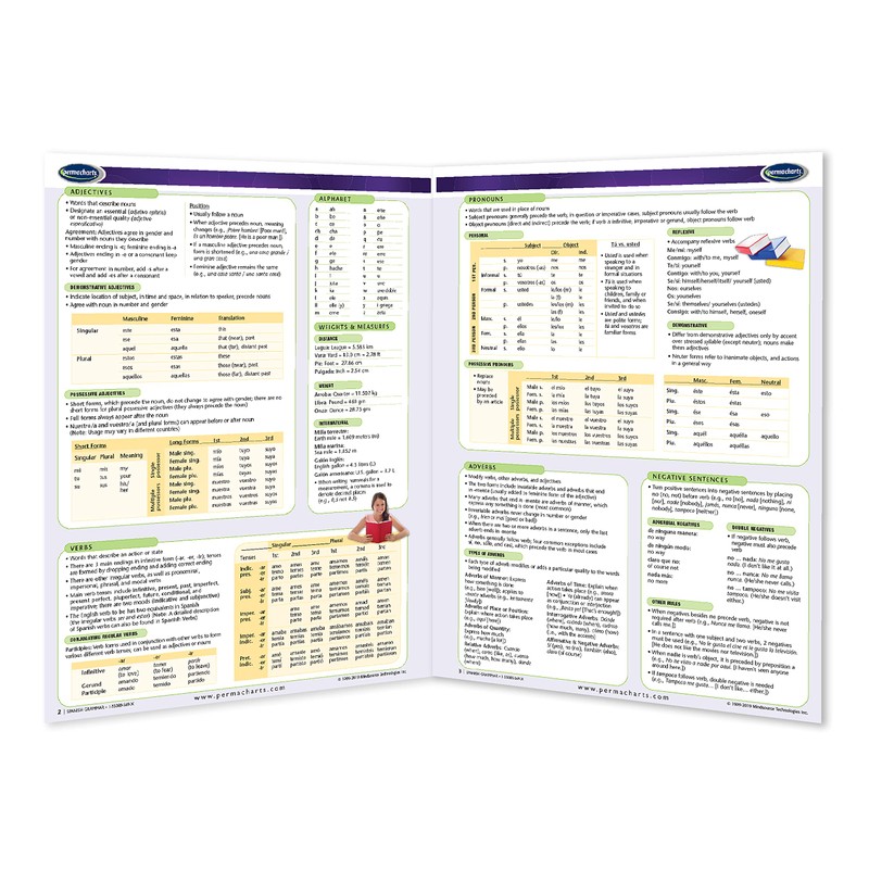 Spanish Grammar Guide - Language Quick Reference Guide by Permacharts