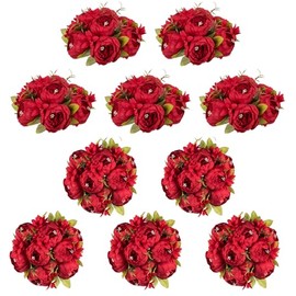 NUPTIO Bolas de Flores Flores para Centros de Mesa: 10 Piezas 23.9 cm de Diámetro Arreglo de Bolas de Flores de Peonía Artificial Roja Falsa para Centros de Mesa de Boda, Decoraciones para Centros de