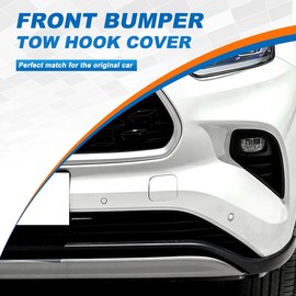 Car Front Bumper Tow Hook Cover Cap Towing Eye for Toyota Highlander 2020 2021 2022 2023 Trailer Cover Cap 52127-0E930 (Unpainted, Left Driver Side)