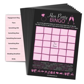 Hen Party Bingo - Black and Pink - 20 PLAYER