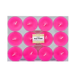 Zest Candle 12-Piece Tealight Candles, Mega Oversized Hot Pink s