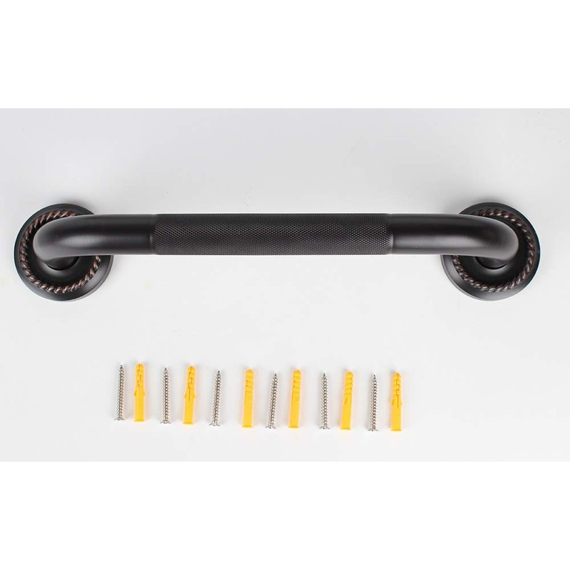 700Brass 20-Inch Grab Bar Featuring Anti-Slip Handrail, Solid Brass, Oil
