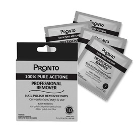 Pronto Pronto Gel Nail Polish Remover Pads - 10 Pcs. Individually Wrapped Acetone Nail Polish Remover Wipes, Quick Nail Polish Nail Soak Off Pads Pure Acetone Nail Wipes Nail Polish Remover For Salon & Home