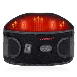 CUEHEAT Heated Waist Belt, Cordless Heating Pad for Low Back, Electrical Heating and Massage, Rechargeable Battery Powered (Dark Black, 49inch)