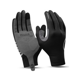 INBIKE Cycling Gloves Men Women Long Summer Breathable Cycling Gloves MTB Gloves Long Finger Reflective Non-Slip for Cycling Road Bike Sports Black L
