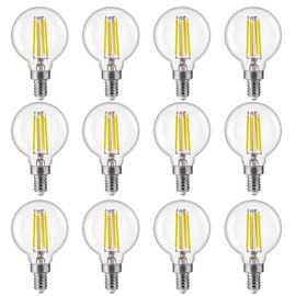 FLSNT 60W Equivalent LED Globe Candelabra Bulbs, Dimmable G16.5 LED E12 Chandelier Light Bulbs, 550LM, CRI82, 5.5W, AC 120V, 12 Pack, 5000K Daylight