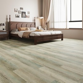 GreenFullHouse Peel and Stick Floor Tile Vinyl Wood Plank 36-Pack 54 Sq.Ft, Classic Pine, Rigid Surface Hard Core Easy DIY Self-Adhesive Flooring