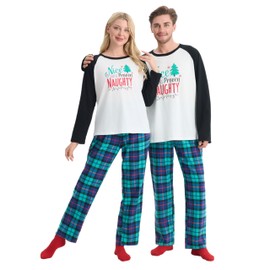 Giggling Getup Green Plaid Adult Womens Christmas Pajamas, Christmas Pajamas Women Set with Plaid Pajama Pants and Top, for Holiday Pajamas Party-M