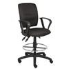 Boss Office Products Multi-Function Fabric Drafting Stool with Loop Arms in Black