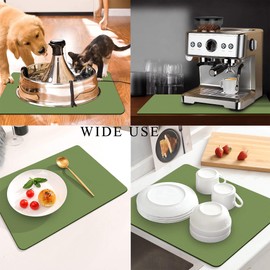 Coffee Mat for Countertops ,Coffee Bar Accessories Fit Under Coffee Maker Espresso Machine, Absorbent Hide Stain Rubber Mat for Countertop ,Dish Drying Mat for Kitchen Counter (Green, 16"x24")
