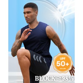 EKLENTSON Men's Tank Top SPF Shirt Summer Cooling Tank Top UPF 50+ Sleeveless Shirt Lightweight Gym Workout Tees Navy XL