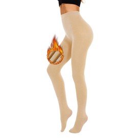 Durio Thermal Tights Women's Lined 1/2 Pair Winter Fleece Thermal Tights for Women Extra Warm Thermal Leggings for Women, Skin colour for 0~10°C