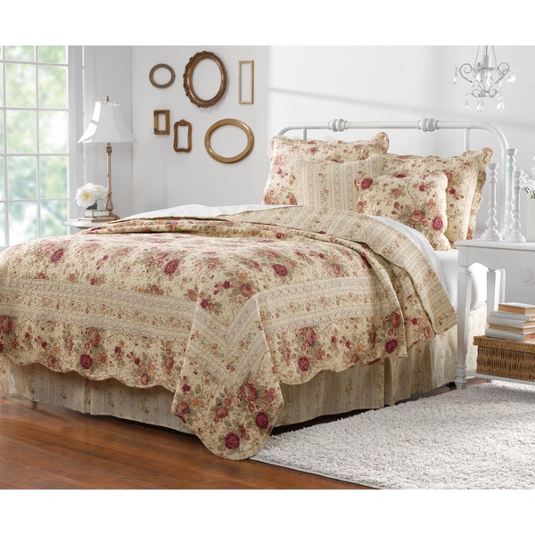 Greenland Home Antique Rose 100% Cotton Heirloom-Quality Quilt Set, 5-Piece