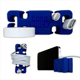 CordBrick 1pk Weighted Cord Holder for Nightstand - Phone Charger Cable Management for Travel - Phone Accessory Stocking Stuffers for Adults - Multipurpose Gift for Home, Office (Blue)