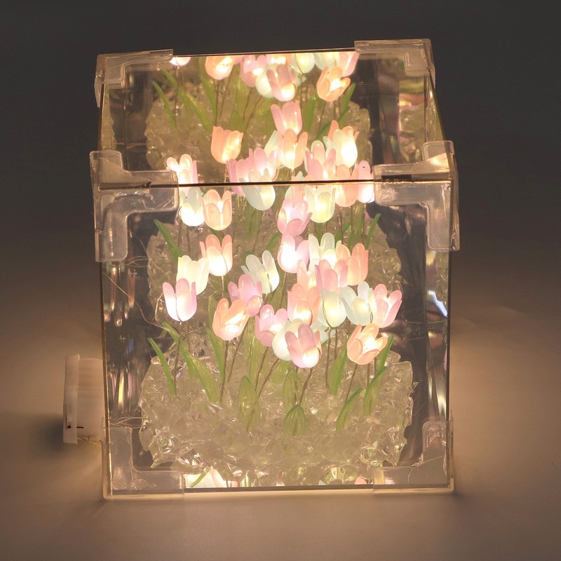 2 in 1 Tulip Cube Mirror Lamp LED Decorative Night