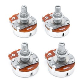 Xuxing 4PCS Guitar Large Potentiometer Audio Volume Taper Pots for Electric Guitar or Bass Guitar (A250K, Long 18mm Shaft)
