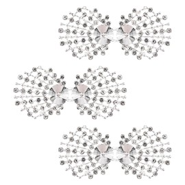 WANDIC Cloak Clasp Fasteners, 3 Pair 5.6 * 2.8 CM Cape Clips with Rhinestone Vintage Snap Sweater Buttons for Clothing Sweater Shawl