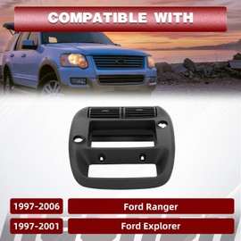 HECASA Center Dashboard Panel/Bezel Compatible with 1997-2006 Ford Ranger 1997-2001 Ford Explorer Radio Panel AC Heater Vent Trim Replacement for 5L5Z-1004302-JAA 5L5Z1004302JAA ABS Plastic Black