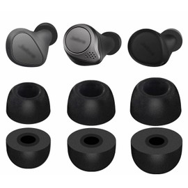 3 Pairs Memory Foam Elite 75T / Elite 3 / Elite 7 Pro Ear Tips Buds, Replacement Reduce Noise Comfortable Eartips Compatible with Jabra Elite 65T / Elite 7 Active/Elite 4 Active - S/M/L Black