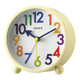 Metal Super Silent Beep Alarm Clock, rjuwurv Desk Alarm Clock Bedroom Clock, Child Interest Alarm Clock(Cheese Yellow)