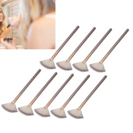 Juego de Brochas de Maquillaje para Abanico Facial Suave con 9 Piezas, Brochas Aplicadoras Faciales de Tubo de Aluminio para la Familia, Color Champán