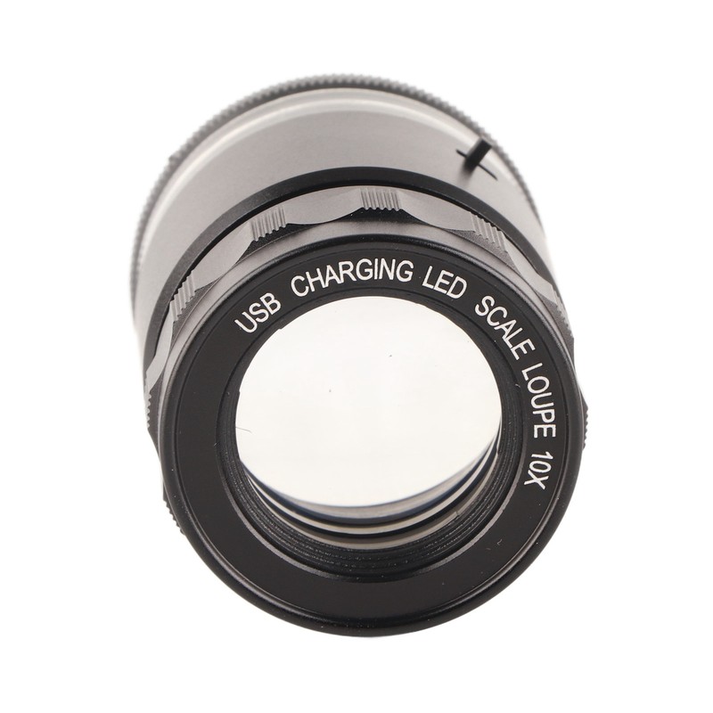 Illuminated Jewelers Loupe 6 LEDs 10X Rechargeable 28mm Field LED