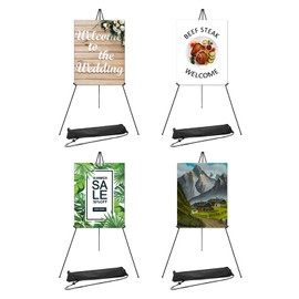 PATIKIL Art Easel Sign Easel Stand, 4 Pack Collapsible Poster Holder Stand Foldable Presentation Floor Easel for Wedding Sign Poster Picture Display Painting Drawing Art Supplies, Black