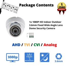 Evertech HD 1080p TVI AHD CVI Analog (960H / CVBS) Security Dome Surveillance Camera Day Night Vision Outdoor Indoor Weatherproof Metal Housing CCTV Dome Camera