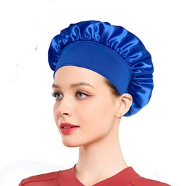 EXFOIL Silk Bonnet Satin Bonnet, Silk Hair Wrap for Sleeping, Soft and Comfortable Silk Sleep Cap (Royal Blue)