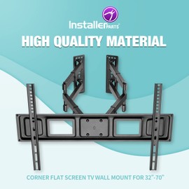 InstallerParts 32"-70" TV Corner Mount – Swivel/Tilt – 20" Dual Extension Arm – Heavy Duty LCD LED TV Monitor Flat Panel Screen, 6ft HDMI Cable