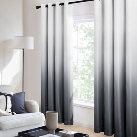 Deconovo Deconovo Grey Curtains for Bedroom Thermal Insulated Top Ring Blackout Curtains Noise reducing Eyelet Curtains for Kitchen 46 x 54 Inch Light Grey and White 1 Pair