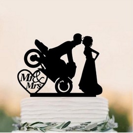 il villaggio degli sposi Figur für Hochzeitstorte Bräutigam Motorrad Liebhaber
