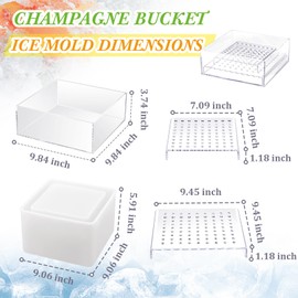 Didaey 4 Pcs Ice Mold Wine Chiller Ice Bottle Chiller Ice Container Mold Ice Silicone Mold Champagne Bucket with Draining Rack for Decorations Centerpiece