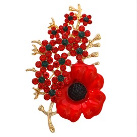 GFM® Poppy Flower Brooch for Remembrance Day (BRCH-PPY-7404-Large)