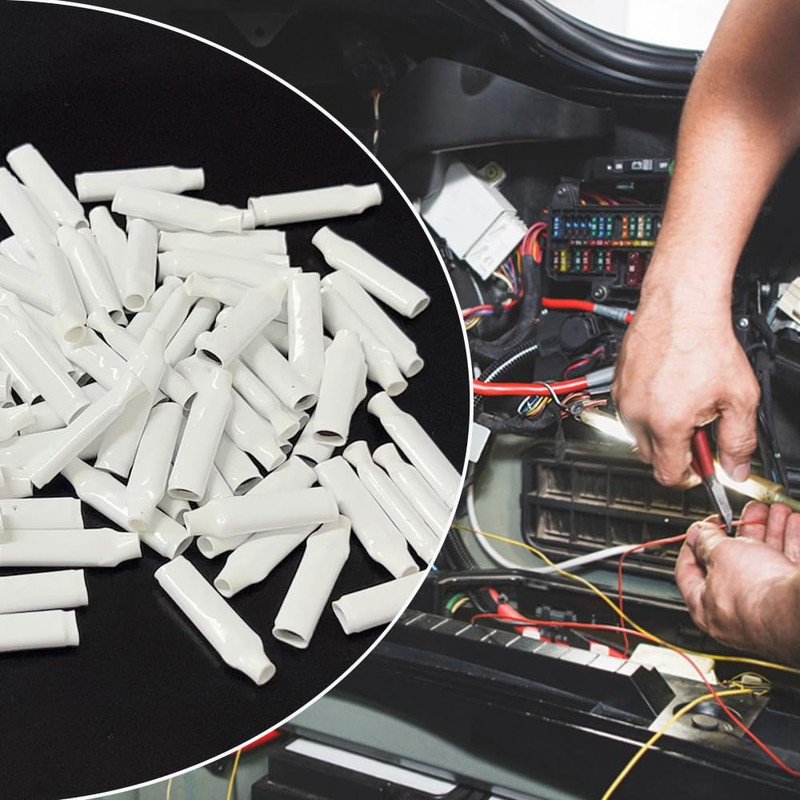 100pcs White Dry B-Connector Wire Telephone Alarm Wire Crimp Beanies