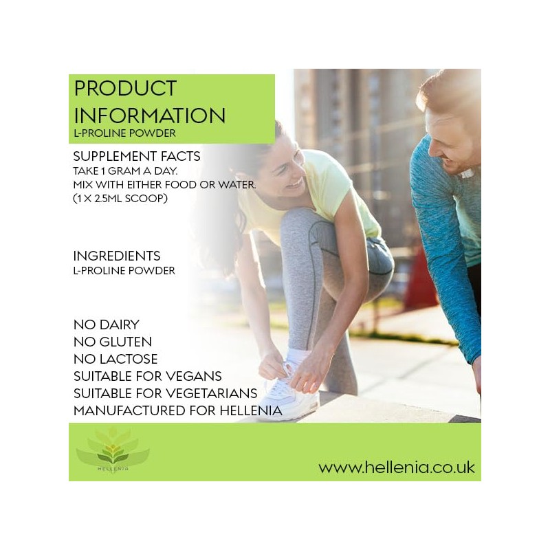 Hellenia L-Proline Powder 500g - Premium Grade Ingredients