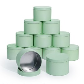 Aroparc Candle Tins with Lids, 3 Wicks Candle Containers 12 Pack 14oz/420ml Seamless Bulk Candle Containers for Candle Making Supplies Wholesale Empty Candle Jars - Mint