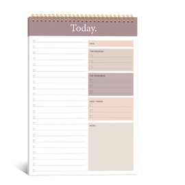 KMQOY To Do List Notepad - Daily Planner Pad Undated 52 Sheets Spiral Today Planner Note Pad Premium Thick Paper 9.8" x 6.5" For Work and Personal Organized - （Brown）