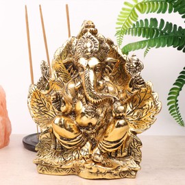 Myga Lord Ganesha Statue - Handmade Gold Decorative Elephant God Ganesh Ornament for Yoga, Meditation, Home Décor and Gifting