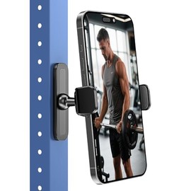 APPS2Car Soporte Magnético para Celular de Gimnasio, Ajustable 360°, Compatible con Smartphones de 4.7 a 6.5 Pulgadas, Base y Articulación de Aleación, Accesorios Gym - Negro